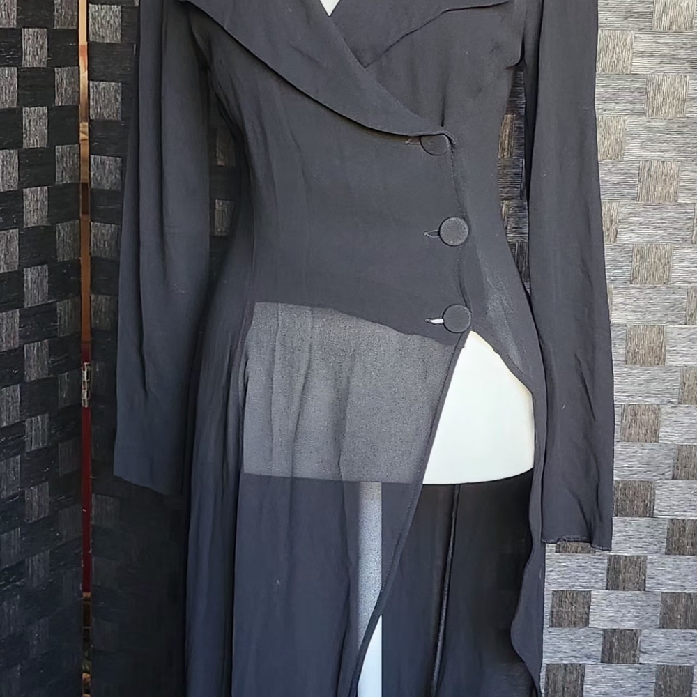 Myrene de Premonville Black Sheer Longline Top